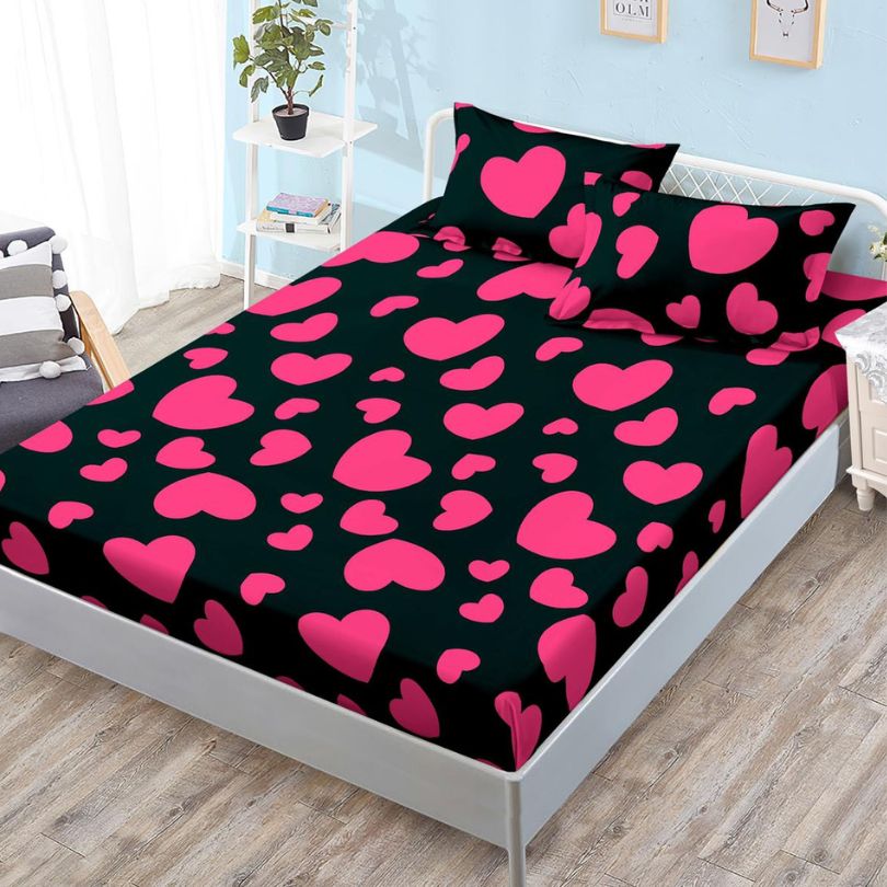 Husa de Pat din Bumbac Finet – Set 3 Piese pentru Confort si Eleganta | COD 1077-S