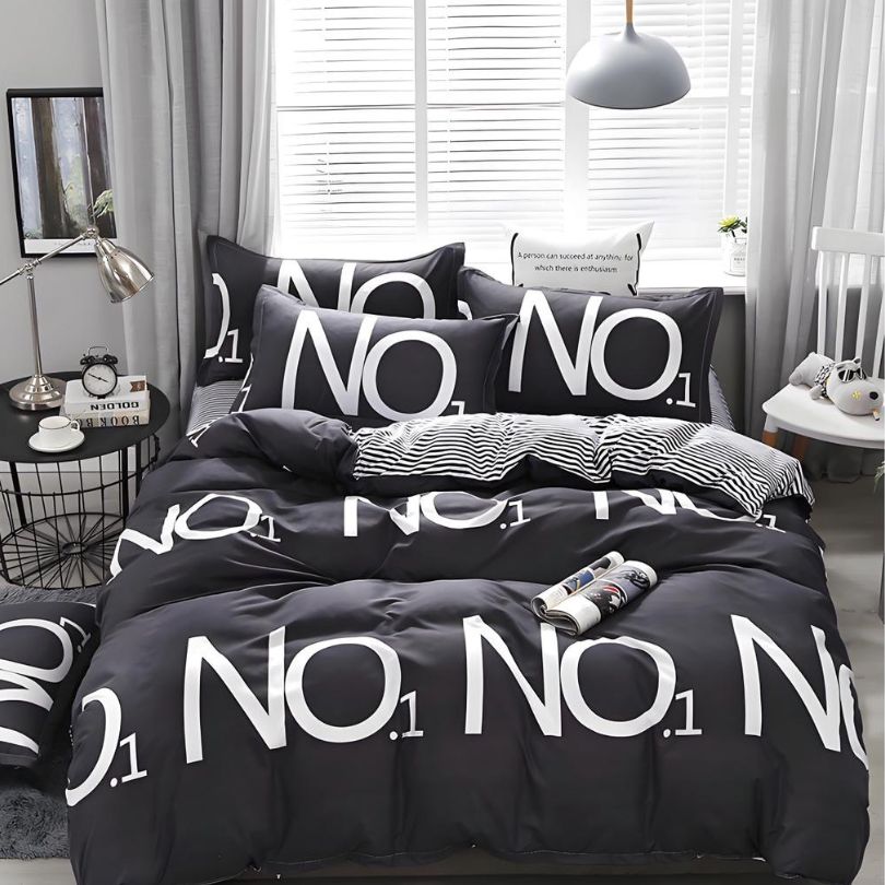 Lenjerie de Pat Bumbac Satinat cu Elastic – 4 Piese | Confort si Eleganta | COD 1251 - S