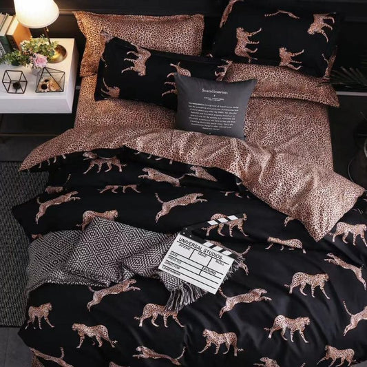 Lenjerie de Pat Bumbac Satinat cu Elastic – 4 Piese | Confort si Eleganta | COD 1252 - S