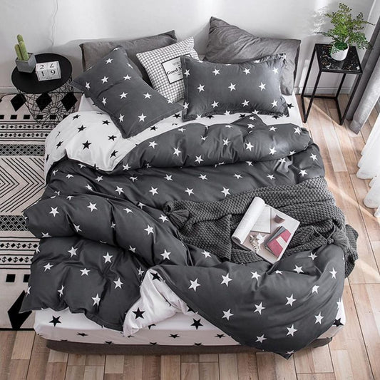 Set lenjerie de pat bumbac satinat 4 piese – Design rafinat și textura delicata, Cod 0912-S