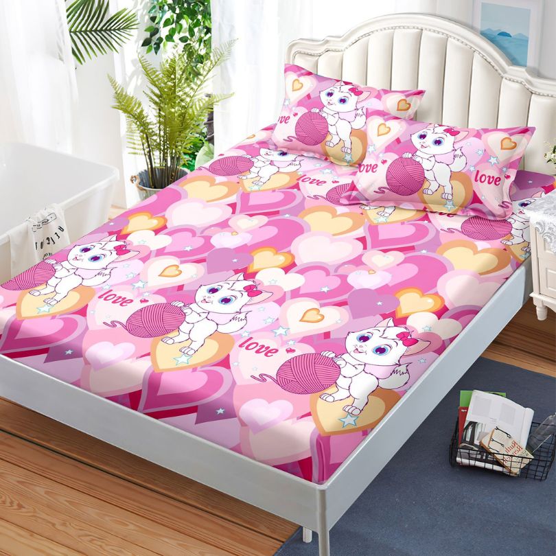 Husa de Pat din Bumbac Finet – Set 3 Piese pentru Confort si Eleganta | COD 1089-S