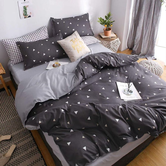 Set lenjerie de pat bumbac satinat 4 piese – Design rafinat și textura delicata, Cod 0923-S