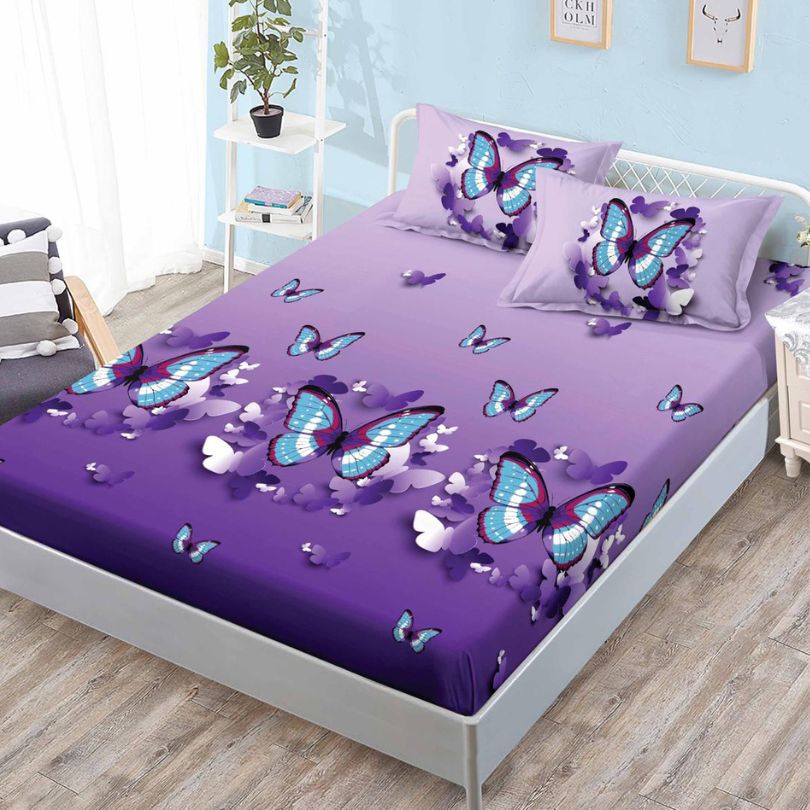 Husa de Pat din Bumbac Finet – Set 3 Piese pentru Confort si Eleganta | COD 1068-S