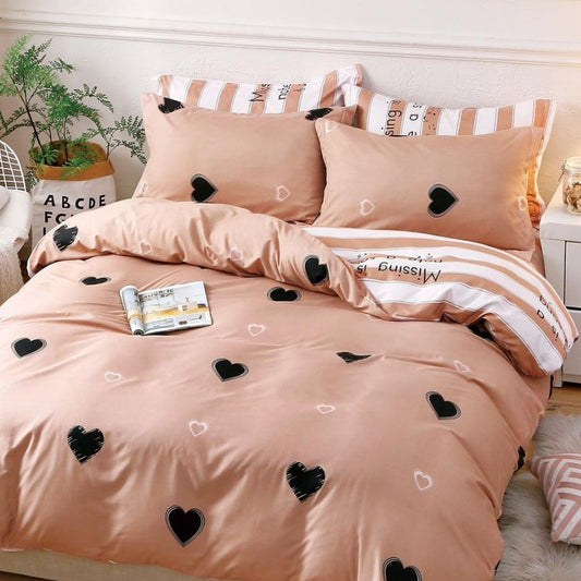 Set lenjerie de pat bumbac satinat 4 piese – Design rafinat și textura delicata, Cod 0894-S