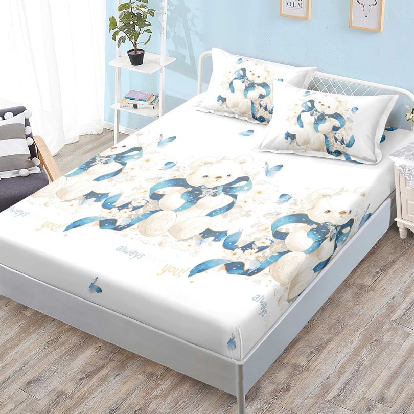 Husa de Pat din Bumbac Finet – Set 3 Piese pentru Confort si Eleganta | COD 1122-S