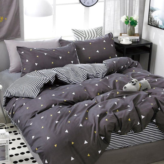 Set lenjerie de pat bumbac satinat 4 piese – Design rafinat și textura delicata, Cod 0895-S