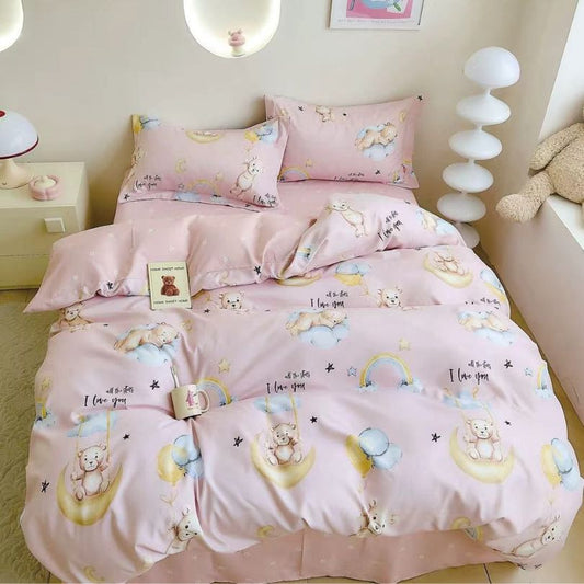 Lenjerie de Pat Bumbac Finet 1 Persoana – 4 Piese. Confort Premium si Design Modern | COD 1209-S