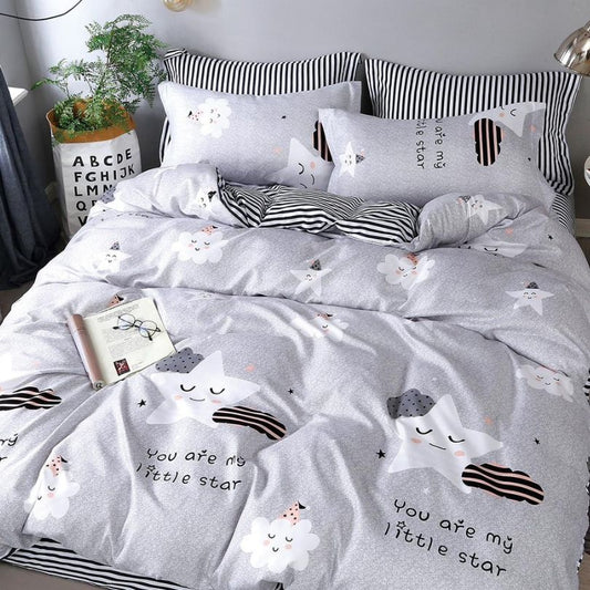 Set lenjerie de pat bumbac satinat 4 piese – Design rafinat și textura delicata, Cod 0896-S