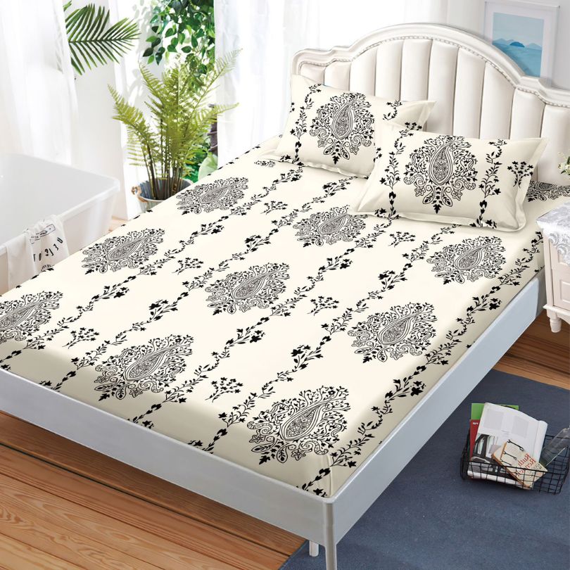 Husa de Pat din Bumbac Finet – Set 3 Piese pentru Confort si Eleganta | COD 1136-S