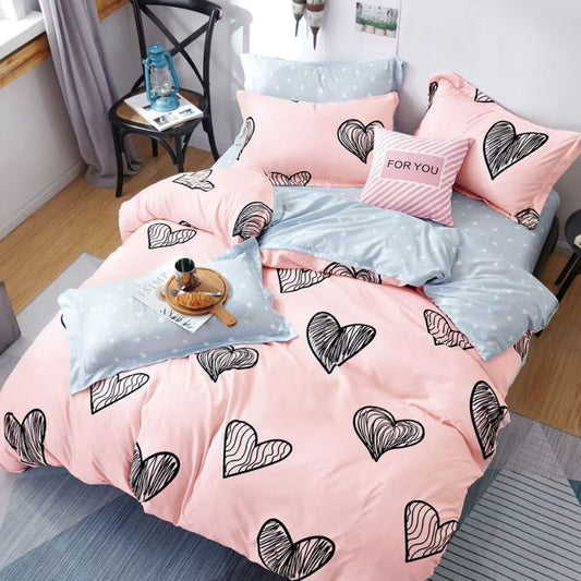 Set lenjerie de pat bumbac satinat 4 piese – Design rafinat și textura delicata, Cod 0902-S