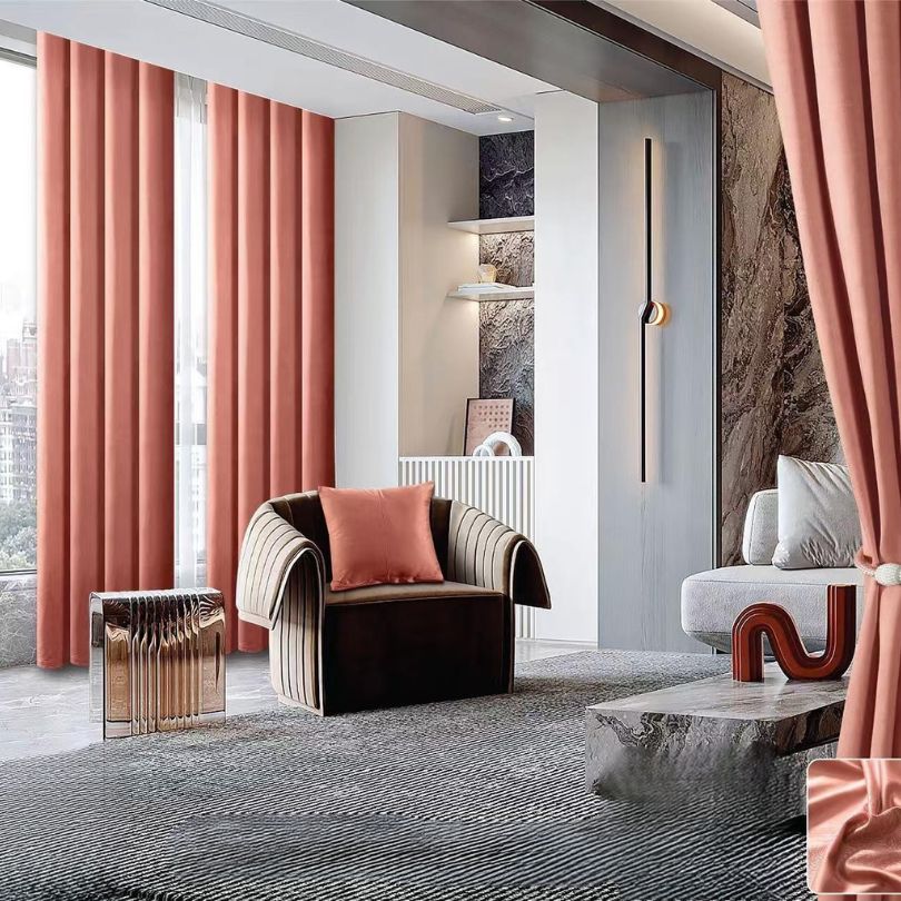 Draperie Tricot Uni – Set 3 Piese cu Accesoriu Magnetic si Fata de Perna CADOU | COD 0151-CF