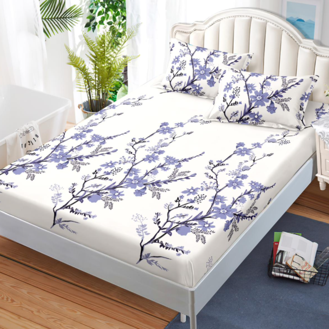 Husa de Pat din Bumbac Finet – Set 3 Piese pentru Confort si Eleganta | COD 0593-S