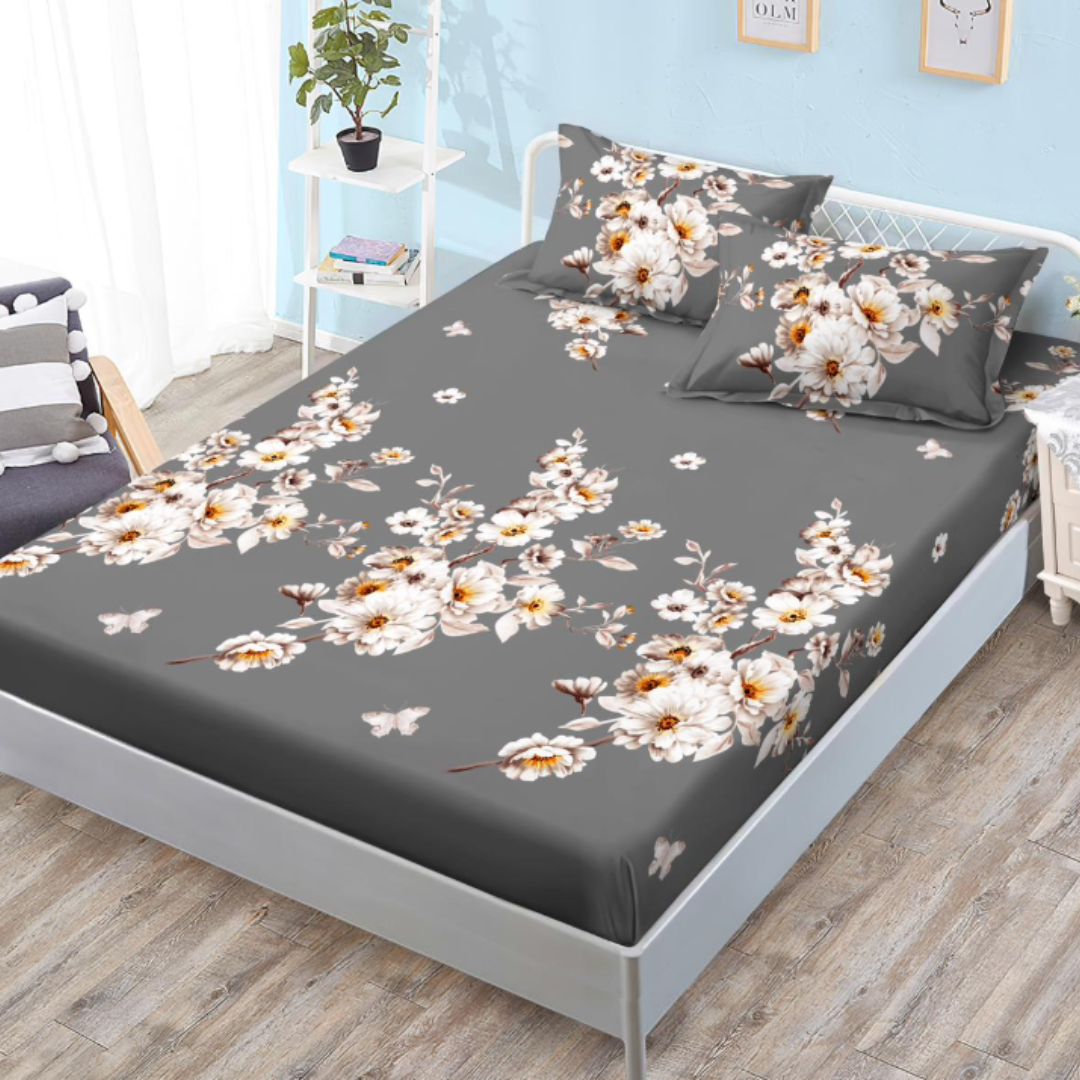 Husa de Pat din Bumbac Finet – Set 3 Piese pentru Confort si Eleganta | COD 0595-S