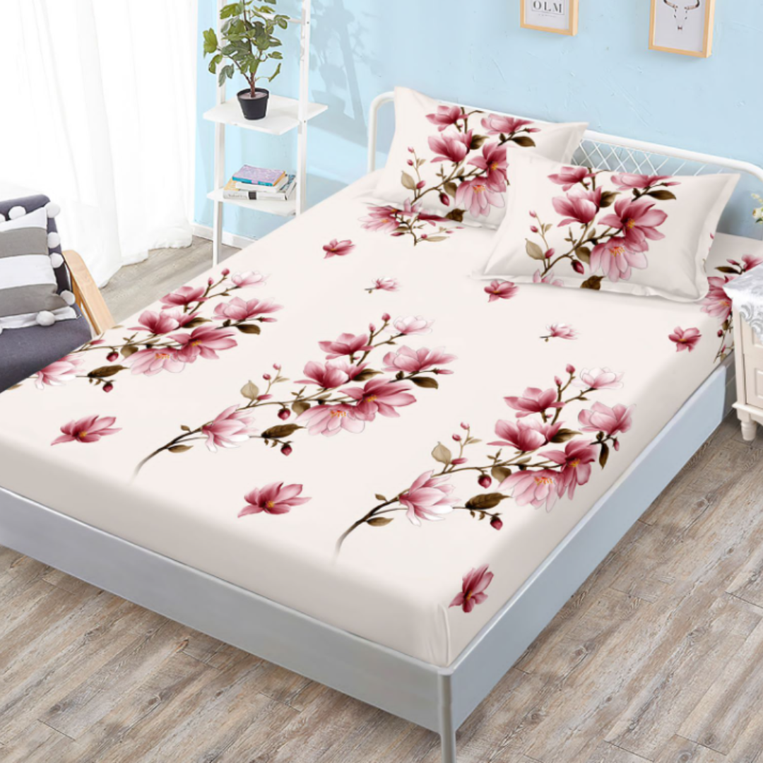 Husa de Pat din Bumbac Finet – Set 3 Piese pentru Confort si Eleganta | COD 0601-S