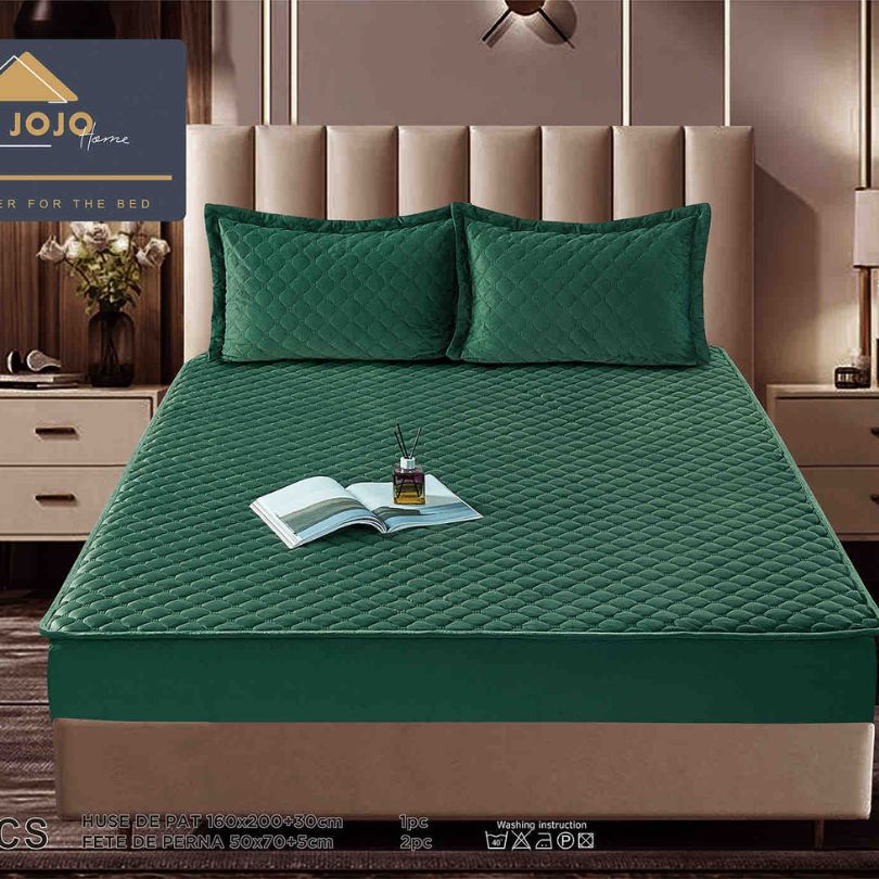 Husa de pat topper catifea – Set complet 3 piese, confort si eleganta pentru patul tau 160X200cm | COD 1542J