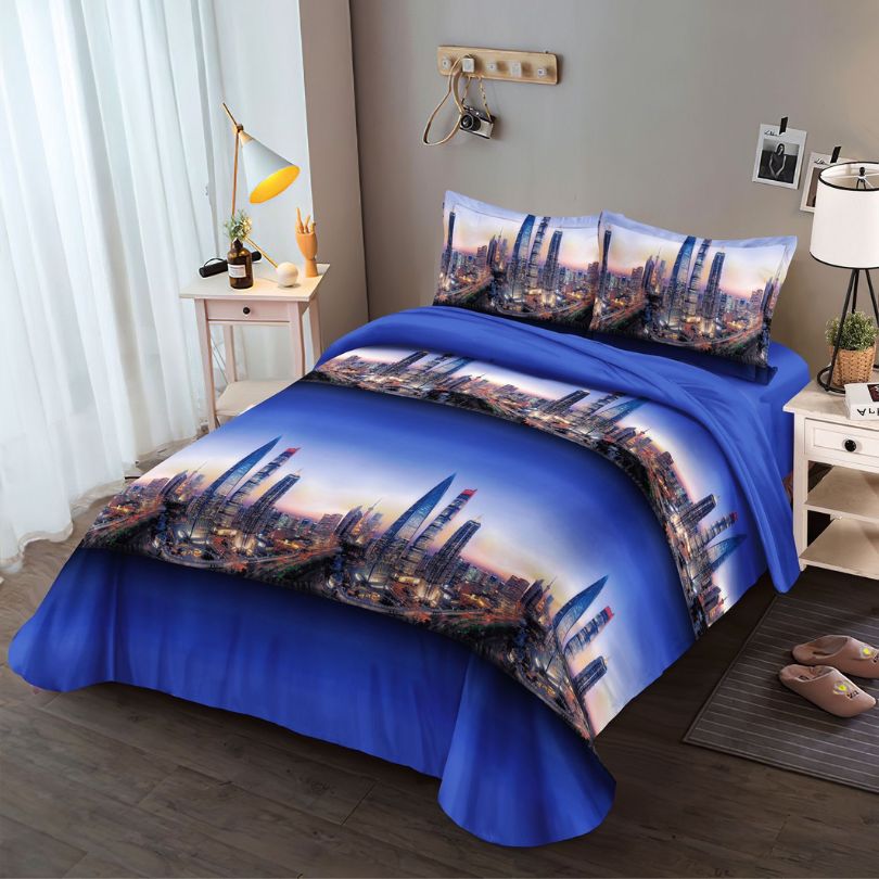 Lenjerie de Pat 1 Persoana din Bumbac Satinat 3D – 4 Piese | Confort si Eleganta Moderna | COD 0742-S