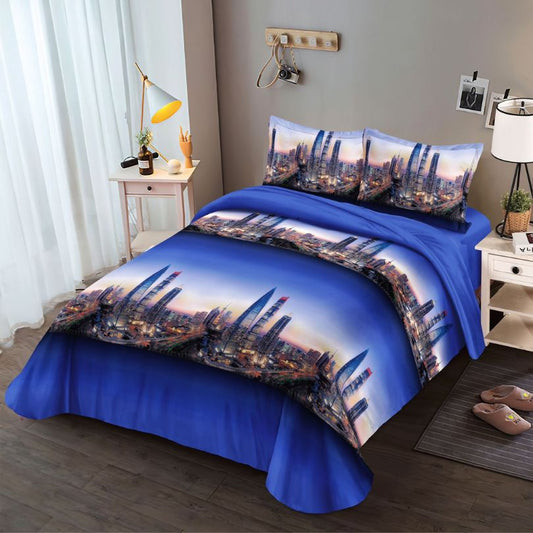 Lenjerie de Pat 1 Persoana din Bumbac Satinat 3D – 4 Piese | Confort si Eleganta Moderna | COD 0742-S