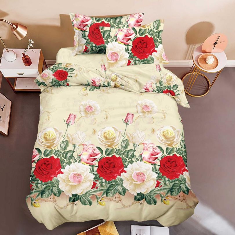 Lenjerie de Pat 1 Persoana din Bumbac Satinat 3D – 4 Piese | Confort si Eleganta Moderna | COD 0749-S