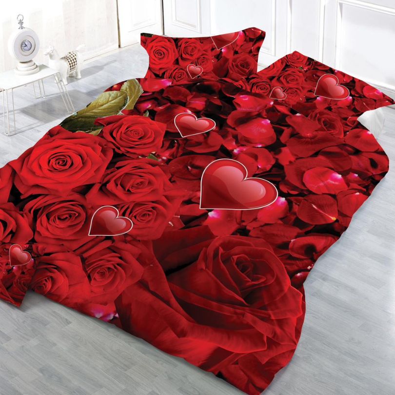 Lenjerie de Pat 1 Persoana din Bumbac Satinat 3D – 4 Piese | Confort si Eleganta Moderna | COD 0750-S