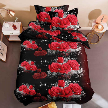 Lenjerie de Pat 1 Persoana din Bumbac Satinat 3D – 4 Piese | Confort si Eleganta Moderna | COD 0751-S