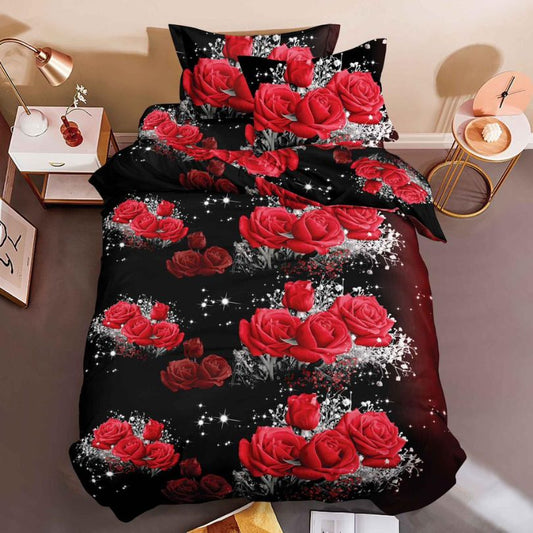 Lenjerie de Pat 1 Persoana din Bumbac Satinat 3D – 4 Piese | Confort si Eleganta Moderna | COD 0751-S