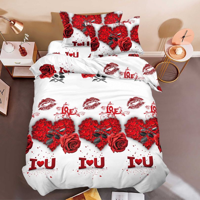 Lenjerie de Pat 1 Persoana din Bumbac Satinat 3D – 4 Piese | Confort si Eleganta Moderna | COD 0753-S