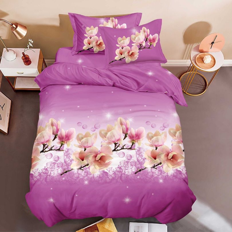 Lenjerie de Pat 1 Persoana din Bumbac Satinat 3D – 4 Piese | Confort si Eleganta Moderna | COD 0754-S