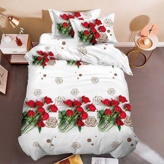 Lenjerie de Pat 1 Persoana din Bumbac Satinat 3D – 4 Piese | Confort si Eleganta Moderna | COD 0755-S