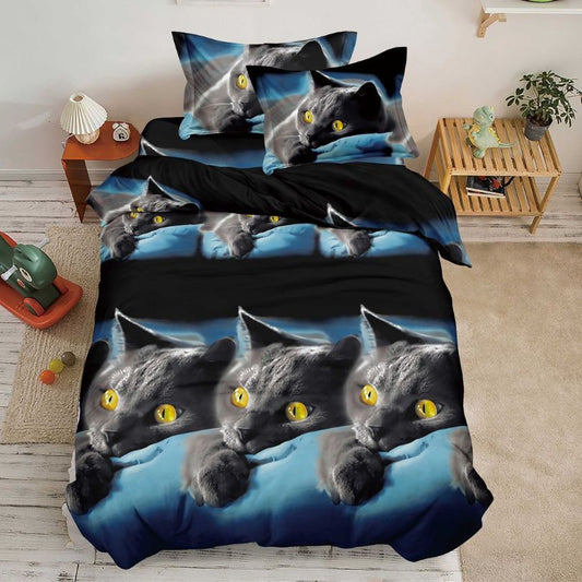 Lenjerie de Pat 1 Persoana din Bumbac Satinat 3D – 4 Piese | Confort si Eleganta Moderna | COD 0756-S