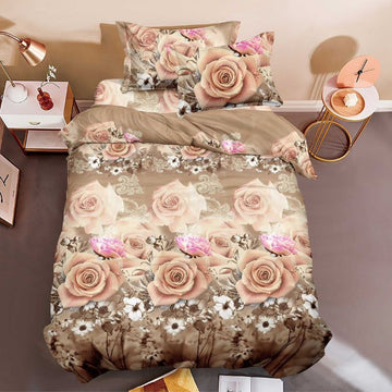 Lenjerie de Pat 1 Persoana din Bumbac Satinat 3D – 4 Piese | Confort si Eleganta Moderna | COD 0757-S