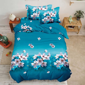 Lenjerie de Pat 1 Persoana din Bumbac Satinat 3D – 4 Piese | Confort si Eleganta Moderna | COD 0762-S