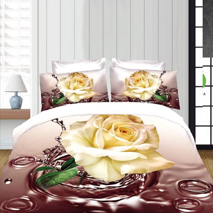 Lenjerie de Pat 1 Persoana din Bumbac Satinat 3D – 4 Piese | Confort si Eleganta Moderna | COD 0764-S