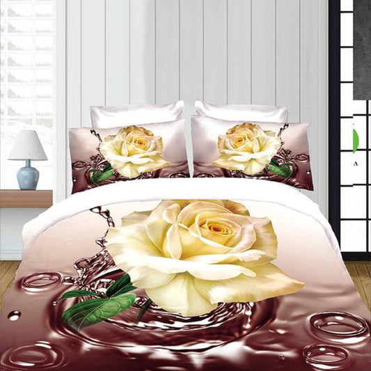 Lenjerie de Pat 1 Persoana din Bumbac Satinat 3D – 4 Piese | Confort si Eleganta Moderna | COD 0764-S