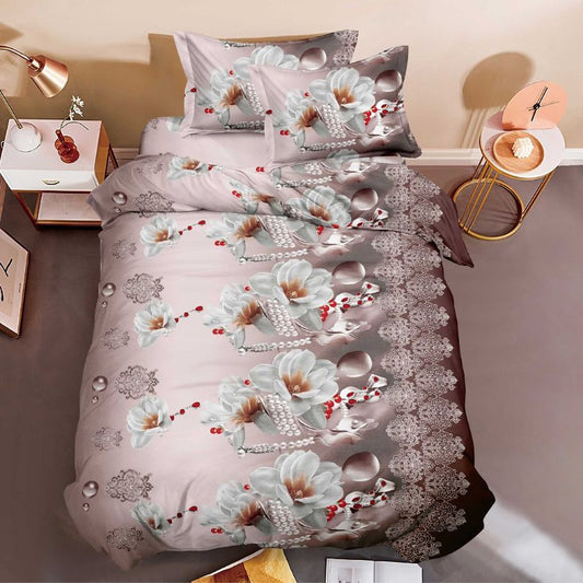 Lenjerie de Pat 1 Persoana din Bumbac Satinat 3D – 4 Piese | Confort si Eleganta Moderna | COD 0768-S