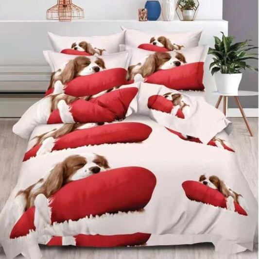 Lenjerie de Pat 3D – 6 Piese din Bumbac Satinat | Culori Vibrante, Confort Premium, Design Modern | COD 1383-S