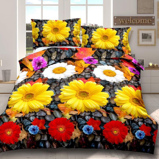 Lenjerie de Pat 3D – 6 Piese din Bumbac Satinat | Culori Vibrante, Confort Premium, Design Modern | COD 1386-S