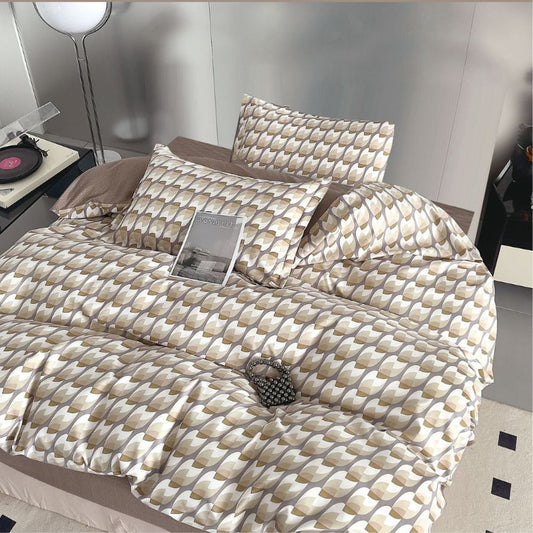 Lenjerie de Pat Bumbac Finet 1 Persoana – 4 Piese. Confort Premium & Design Modern | COD 0695-S