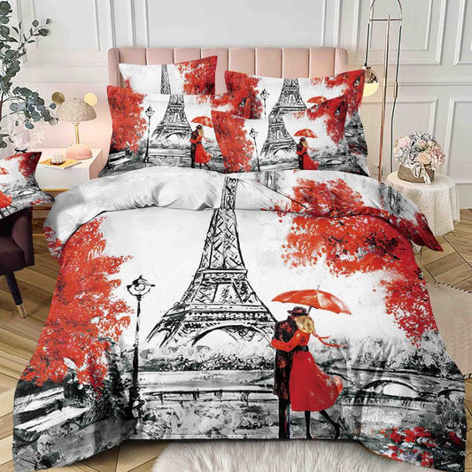 Lenjerie de Pat Bumbac Finet 3D 1 Persoana 4 Piese – Confort Premium si Design Modern | COD 1725-J