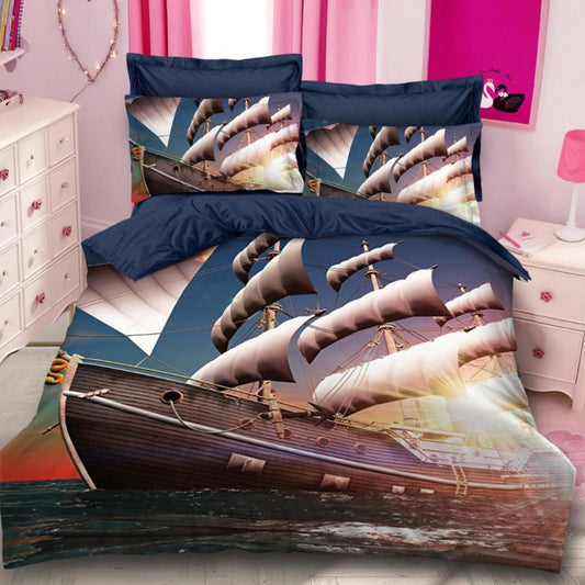 Lenjerie de Pat Bumbac Finet 3D – 6 Piese | Design Modern si Confort Maxim | COD 0682-S