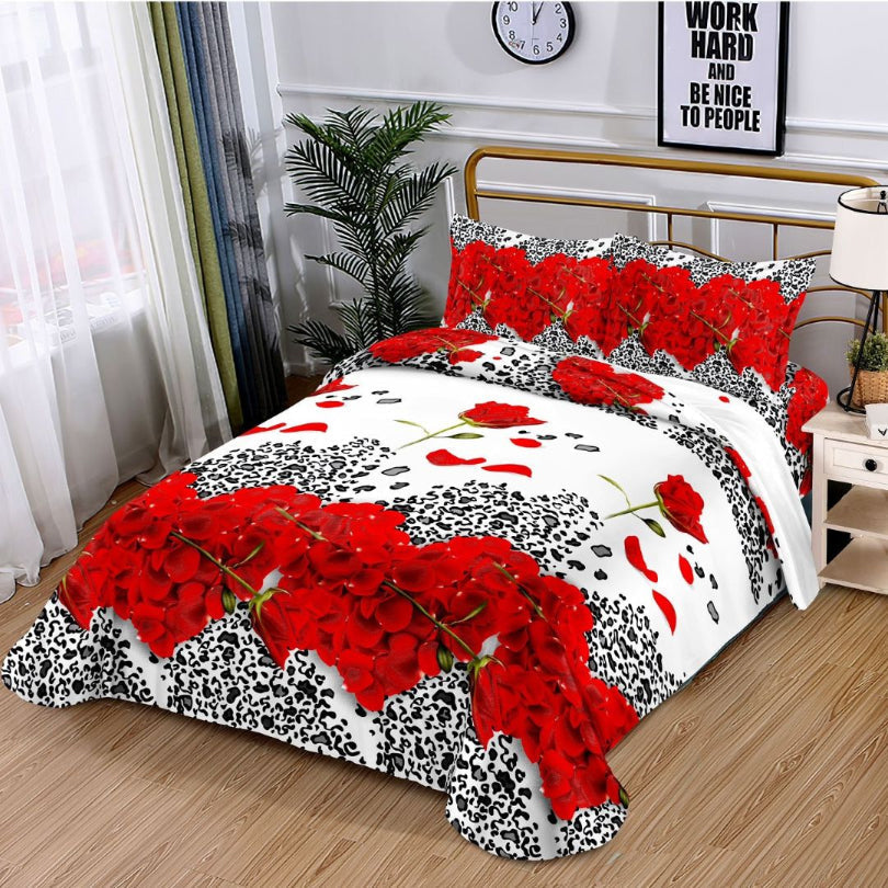 Lenjerie de Pat Bumbac Satinat 3D – 4 Piese | Confort Premium si Design Modern | COD 0653-S