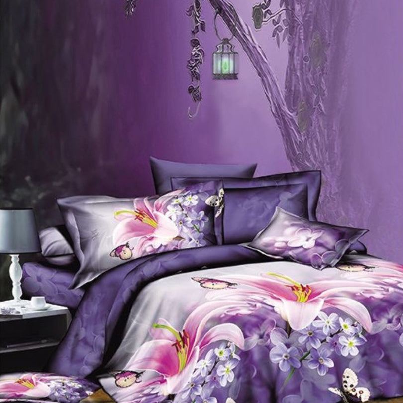 Lenjerie de Pat Bumbac Satinat 3D – 4 Piese | Confort Premium si Design Modern | COD 0659-S