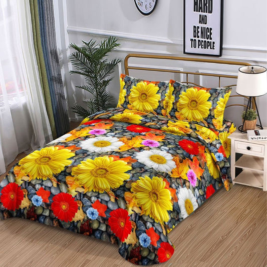 Lenjerie de Pat Bumbac Satinat 3D – 4 Piese | Confort Premium si Design Modern | COD 0673-S