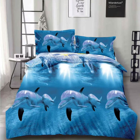 Lenjerie de Pat Bumbac Satinat 3D – 4 Piese | Confort Premium si Design Modern | COD 1329-S