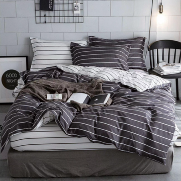 Lenjerie de Pat Bumbac Satinat cu Elastic – 4 Piese | Confort si Eleganta | COD 0403 - S