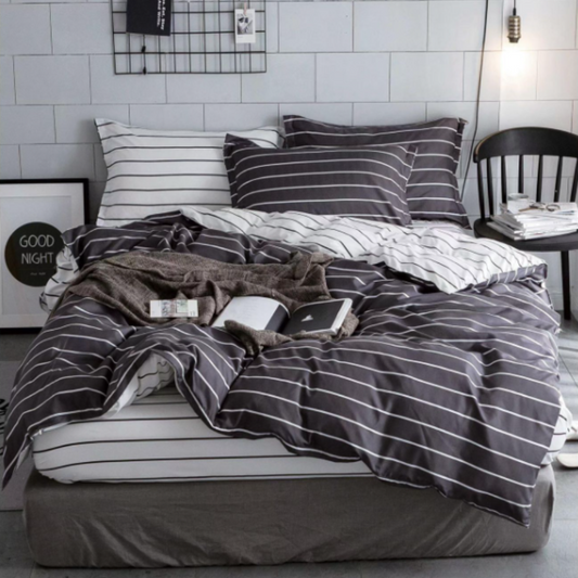 Lenjerie de Pat Bumbac Satinat cu Elastic – 4 Piese | Confort si Eleganta | COD 0403 - S