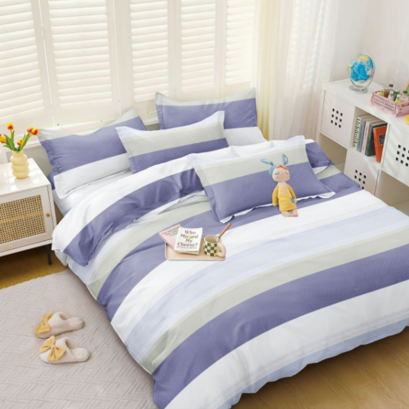 Lenjerie de Pat Bumbac Satinat cu Elastic – 4 Piese | Confort si Eleganta | COD 0408 - S