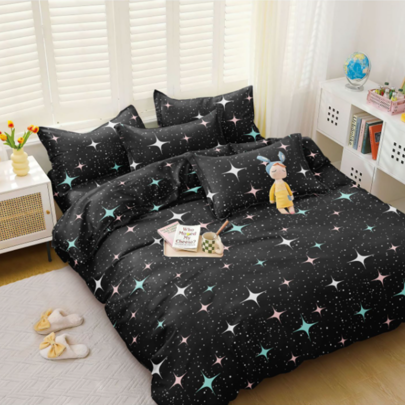 Lenjerie de Pat Bumbac Satinat cu Elastic – 4 Piese | Confort si Eleganta | COD 0411 - S