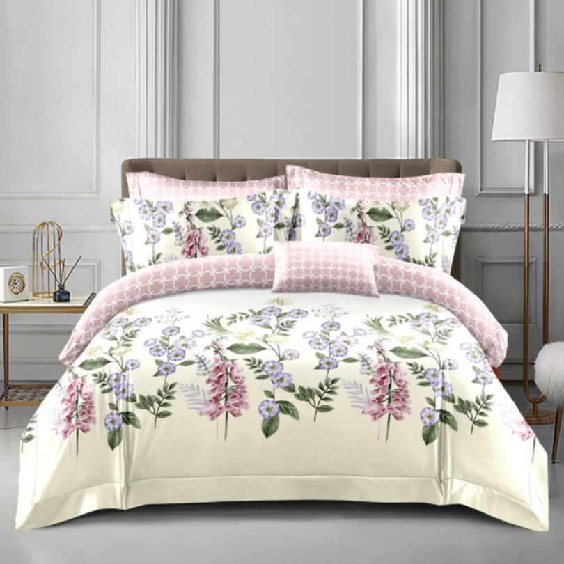 Lenjerie de Pat Bumbac Satinat cu Elastic – 4 Piese | Confort si Eleganta | COD 0419 - S