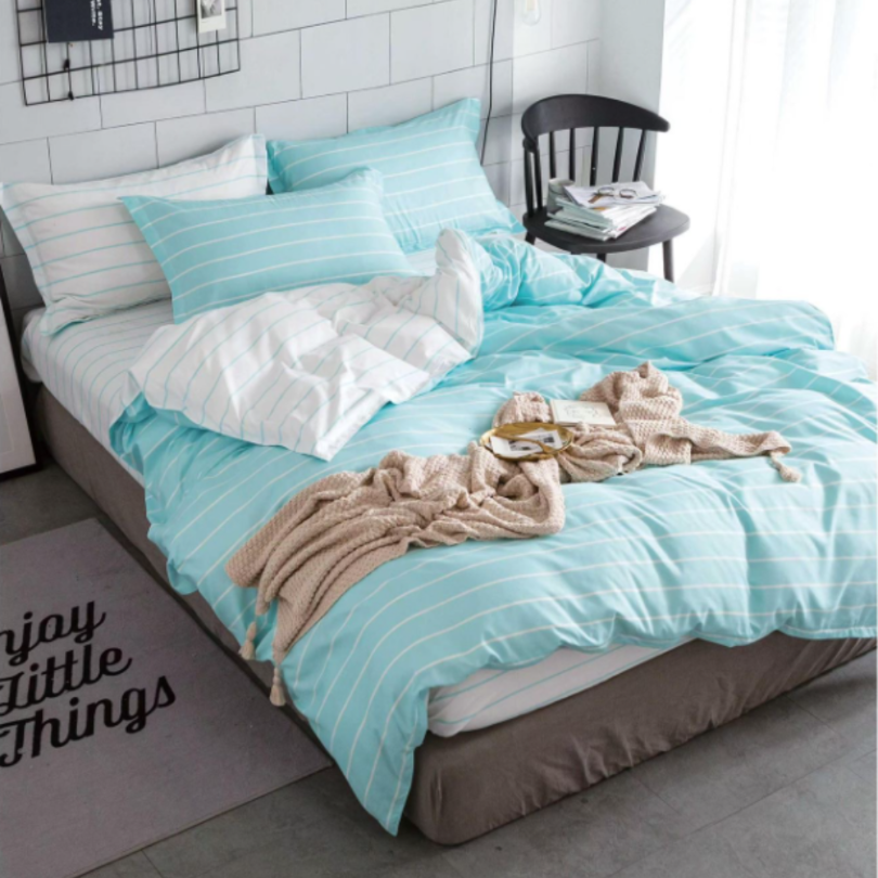 Lenjerie de Pat Bumbac Satinat cu Elastic – 4 Piese | Confort si Eleganta | COD 0435 - S