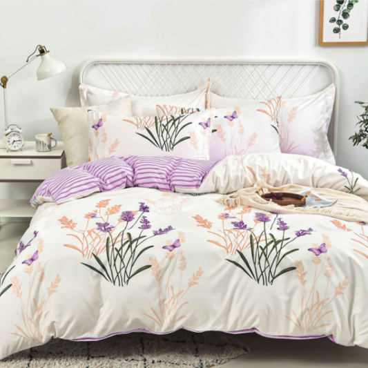 Lenjerie de Pat Bumbac Satinat cu Elastic – 4 Piese | Confort si Eleganta | COD 0450 - S